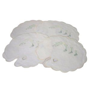 Vintage Martini Shaker Artist Palette Cocktail Napkin Applique Embroidery GUC